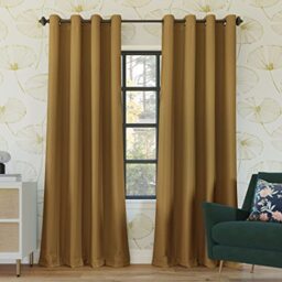 "Sun Zero Nordic 2-Pack 2-Pack Theater Grade Extreme Total Blackout Grommet Curtain Panel Pair, 52"" x 63"", Gold"
