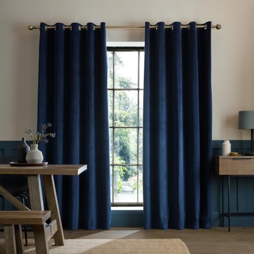 Catherine Lansfield Super Thermal Blackout 66x72 Inch Eyelet Curtains Navy Blue