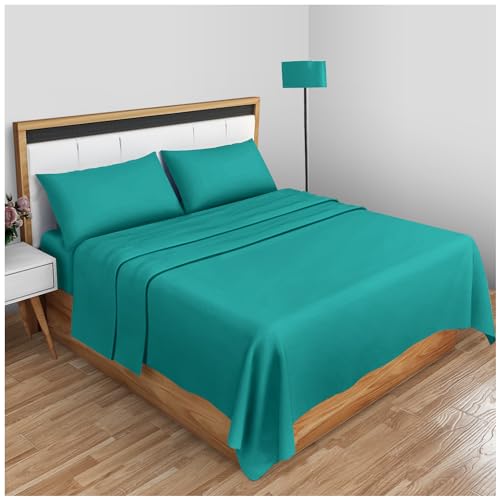 GC GAVENO CAVAILIA Super Soft Plain Dyed Diamond Flat Sheet [ King - Deep teal ]