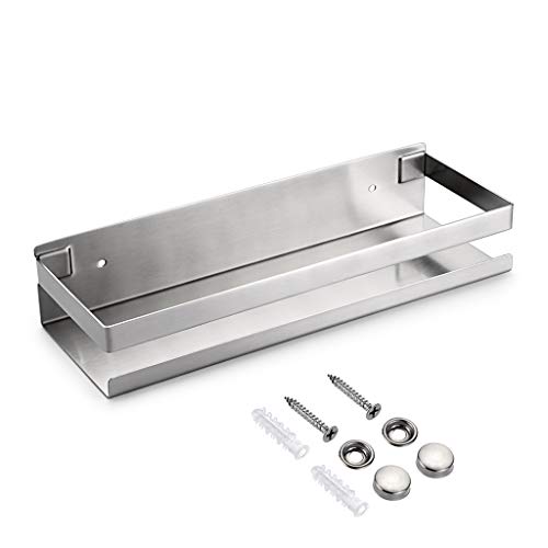 OwnMy Bathroom Shower Shelf Stainless Steel Bath Kitchen Basket Shower Caddy Rack, Rustproof Metal Bathroom Storage Floating Shelves Wall Mounted Shower Corner Rectangular Shelf - 12 Inch Silver