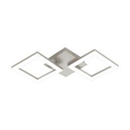 Eglo LED Ceiling Light Fitting Palmaves 2 - 2 lamp lighting made of matt nickel metal and white plastic, kitchen and bedroom spotlights, warm white, 18.5 inches