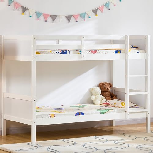 Junior Vida Gemini Detachable Bunk Bed, White & 2x Bunk Bed Foam Mattress, Single