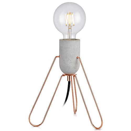 Teamson Home VERSANORA Piccola Table Lamp, Reading Desk Light, Modern Lighting,Concrete/Rose Gold,VN-L00022