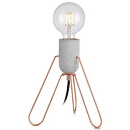 Teamson Home VERSANORA Piccola Table Lamp, Reading Desk Light, Modern Lighting,Concrete/Rose Gold,VN-L00022