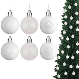 60mm/6Pcs Christmas Baubles Shatterproof White, Christmas Tree Decorations Ball Ornaments Balls Xmas Hanging Decorations Holiday Decor - Shiny,Matte,Glitter