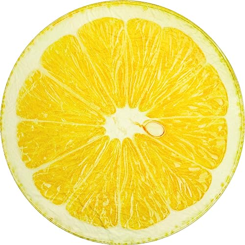 Vessia Food Throw Blanket(60inches, Yellow), Realistic Funny Lemon Blanket for Adults and Kids, 300GSM Novelty Round Fruits Printed Throw for Couch, Sofa, Bed, Fun Home Decor for All Seasons