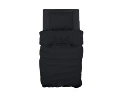 GEMITEX Single Bed Sheet Set, 100% Cotton, Black, Solid Colour, Anti-pilling and Hypoallergenic, Made in Italy Design, Includes Top Sheet 150 x 280 cm, Fitted Sheet 90 x 190 cm, 1 Pillowcase 50 x 80