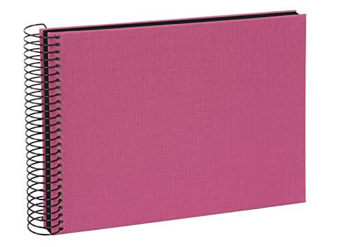 goldbuch Bella Vista Spiral Album, fuchsia, 40 mm - Photo book with magenta linen cover, 40 black photo card pages 300 g/m??, photo album for 40 pictures, made in Germany
