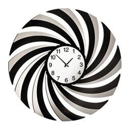 Premier Housewares Wall Clock Black Mirrored Clocks For Living Room/Bedroom/Contemporary Curved Swirl Design MDF Clocks 5 x 60 x 60