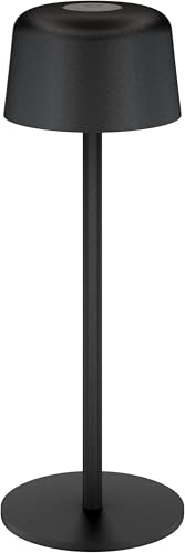 goobay Wireless LED Table Lamp 25 cm, 3 Brightness Levels, Touch Control, 150 lm, 3000 K, Warm White, Battery Life up to 12 Hours, IP44, Metal housing, incl. USB-C Charging Cable – Black, 77675