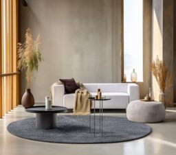 freundin Home Collection Round Shaggy Rug - Fluffy High Pile Living Room Rug - Plain Soft Easy Care Long Pile for Living Room, Dining Room, Bedroom, Children's Room - Anthracite, 140 cm