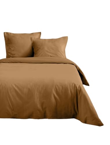 Lovely Casa - Duvet cover – Size 200 x 200 cm – 100% Oeko-Tex certified cotton – Curry colour – Eden model – Soft and comfortable – Ideal for standard double bed – Unisex