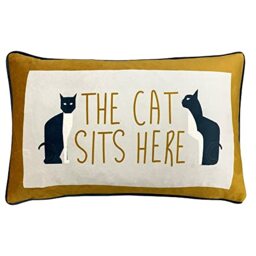 furn. Kitta Sits Here Cushion Cover, Polyester, Ochre,30 x 50cm