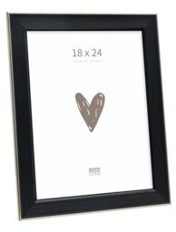 Deknudt Frames - classic photo frame for 18 x 24 cm photo - black with silver bevel - for photos, posters or posters - S244E2 - to stand or hang