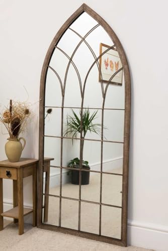 "The Dorset - Rustic Framed Arched Leaner Wall Mirror 66"" X 30"" (168CM X 76CM)"