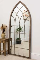 "The Dorset - Rustic Framed Arched Leaner Wall Mirror 66"" X 30"" (168CM X 76CM)"