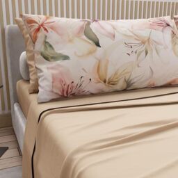 PETTI Artigiani Italiani - Double Bed Sheets Cotton with Pillowcases in Digital Print, Double Bed Sheet Floral Pattern 30 Light Blue, 100% Made in Italy