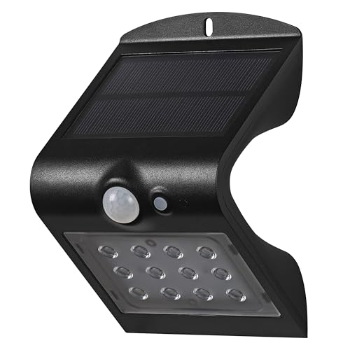 OSRAM Endura Butterfly Solar floodlight, Black, 1.5W, 200lm, Motion & Light Sensor, Outdoor Light, Rechargeable Battery, eco-Friendly, Long Life, Easy to Install, IP65, 4000K.