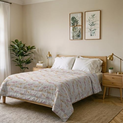 Karma Line Summer Quilt Made in Italy Printed Soft Microfibre Bedspread - Spring Summer Mid-Season Quilt - Pink Bouquet, Double 250 x 240 cm