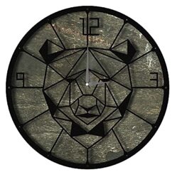 Homemania HOMESRV135 Wall Clock – Animals, Bear – Decoration for Living Room, Bedroom, Kitchen – Multicoloured in Metal, Mdf, 50 x 0.3 x 50 cm
