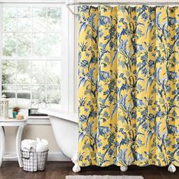 "Lush Decor Dolores Shower Curtain, 72"" x 72"", Yellow"