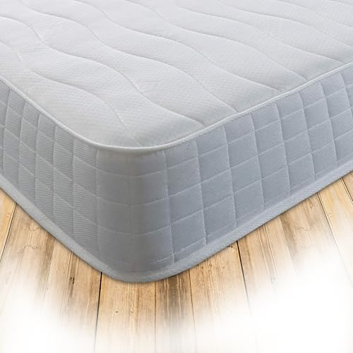 Starlight Beds Quilted Box Hybrid Sprung Single Mattress with Memory Foam Layer, Medium-Soft, 3ft x 6ft3 (90x190x20cm)