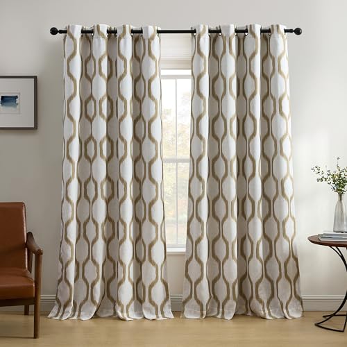 "Elrene Home Fashions Renzo Ikat Geometric Room-Darkening Window Curtain, Fabric Linen, Natural, 52"" W x 84"" L (Pack of 1)"