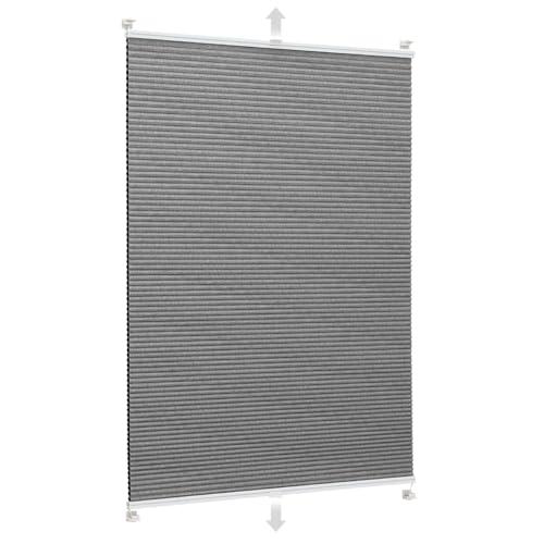 Sekey Honeycomb Pleated Blind, No Drilling, Blackout Roller Blind, 100% Blackout Opaque, Klemmfix, Aluminium Rail, Grey, 40 x 130 cm (W x H)