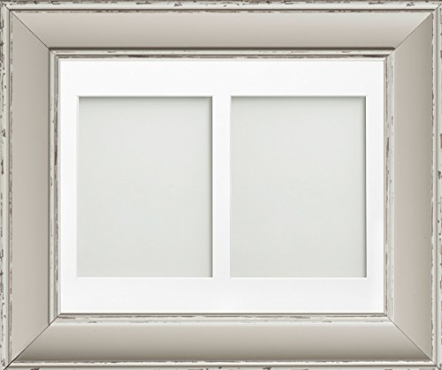 Frame Company Brooke Range 14 x 11 Inches Moonstone Grey Picture Photo Frame with White 2 Aperture Mount for Image Size 8 x 6 Inches, Portrait