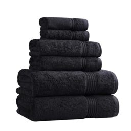 Superior Towel, Cotton, Black, 6PC Set