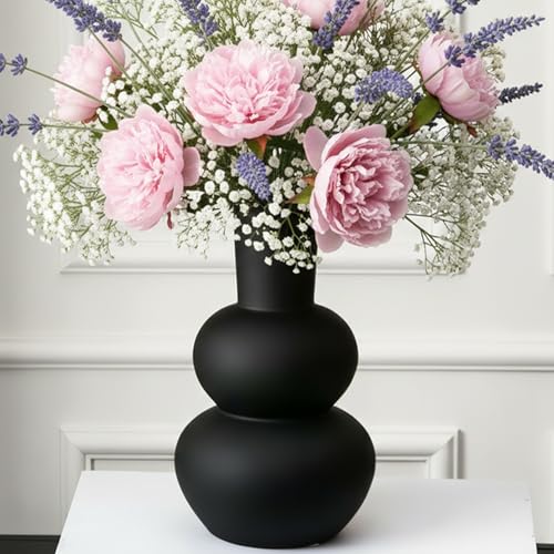 Tenforie Flower Vase Ceramic Vases for Decor, Flower Vase for Home Decor Living Room, Home, Office, Centerpiece,Table and Wedding Black
