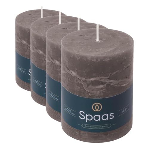 Spaas Rustic Pillar Candle 80/110 mm 65h, Dark Grey (Pack of 4)
