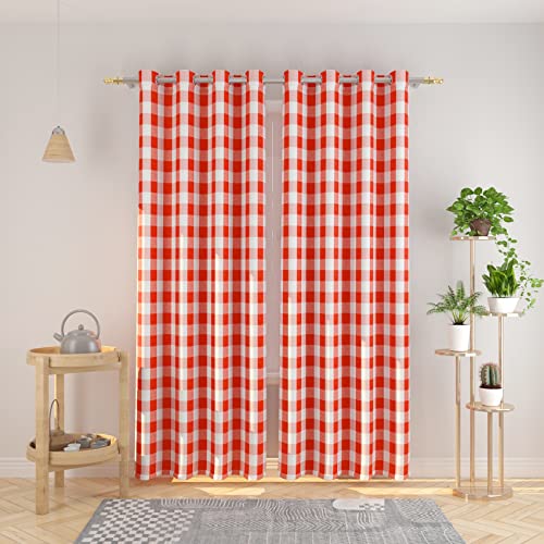Natus Weaver Buffalo Check Curtains 84 inch Length Kitchen Living Room Bedroom Red and White Gingham Plaid Window Curtain Panels Basement Drapes 2 Panels Grommet Top Window Treatment Set