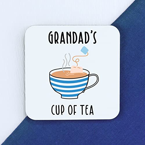 Grandad's Cup of Tea Coaster, Printed Square Drinks Mat, Father's Day, Birthday Gifts for Grandad