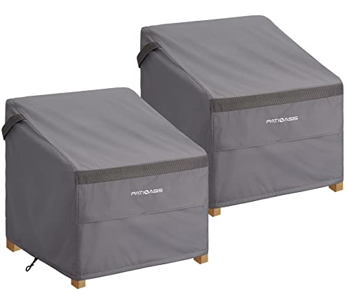 PATIOASIS Outdoor Chair Cover Set of 2 Grey 36'' Height Waterproof 600D Oxford Rainproof Snowproof Patio Deck Rocking Chair Covers 32''W x 37''D x 36''H