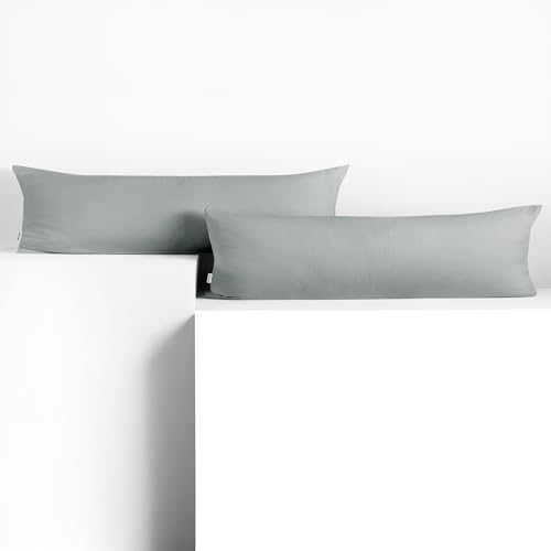 DecoKing 2 Pillowcases 20 x 145 cm Jersey 100% Combed Cotton Zip Steel Amber