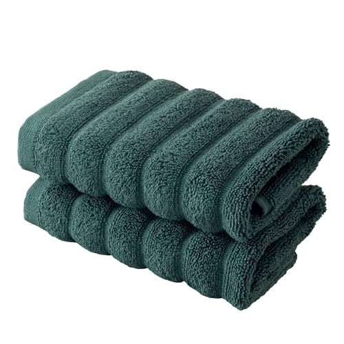 BERIBO Cloud Turkish Towel Set 100% Cotton 620gsm (Mallard Green, 2 Face Flannels)