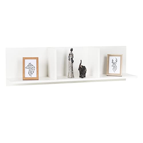 RICOO WM014-WM Wall Shelf 106 x 30 x 22 cm White Matt Chipboard Wooden Hanging Shelf Wall Bookshelf Photo Shelf Kitchen Shelf Hanging Cube Shelf Floating Shelf