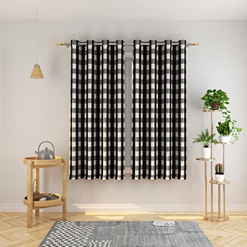 Natus Weaver Curtains Black and White Buffalo Gingham Check Curtain Panels 63 inches Long Living Room Drapes Plaid Checker Kitchen Bedroom Window Treatment Set 2 Panels Grommet Top