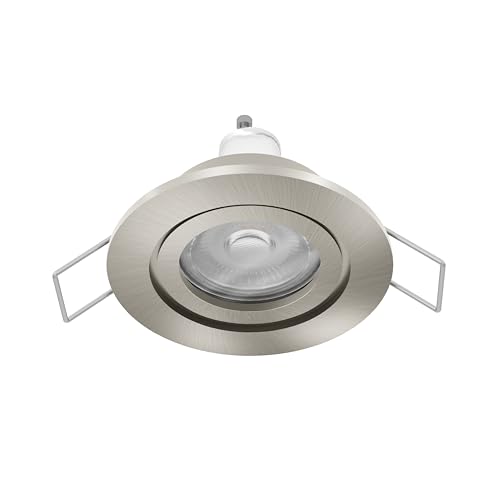 Eglo LED Recessed Spotlight Barranco, Ceiling Spot for Bathroom, Light in Silver Plastic, Neutral White Bathroom Lamp, Including GU10 Bulb, IP44
