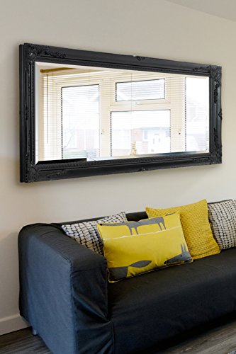MirrorOutlet Large Full Length Classic Ornate Styled Black Mirror 5ft7 x 2ft7 (170cm x 79cm), 170x79,LL020