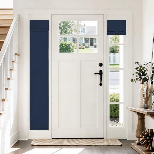 Vatge Blackout Sidelight Curtains - W12 x L80, 1 Panel, Navy, Sidelight Window Curtain for Privacy, Thermal Insulated Side Door Covering