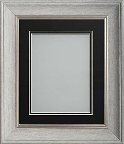 Frame Company Drummond Pale Grey Photo Frame, Double Black Mount, 18x14 for 14x10 inch, fitted with perspex