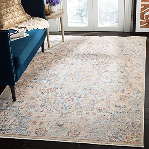 Safavieh Traditional Indoor Woven Rectangle Area Rug, Illusion Collection, ILL711, in Light Blue / Cream, 122 X 183 cm for Living Room, Bedroom or Any Indoor Space