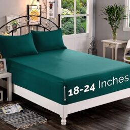 Elegant Comfort 1500 Premium Quality Fitted Sheet Ultra Soft 18-24 Inch Extra Deep Pocket - Single Fitted Sheet for High Mattress - Wrinkle Free with Smart Storage Pockets, Twin/Twin XL, Marine Teal