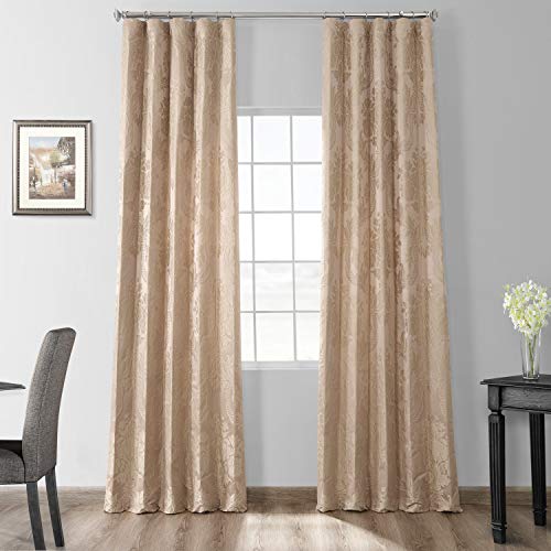 HPD Half Price Drapes Designer Damask Curtains For Room Decorations Faux Silk 50 X 120 (1 Panel), JQCH-20122011-120, Beige & Gold