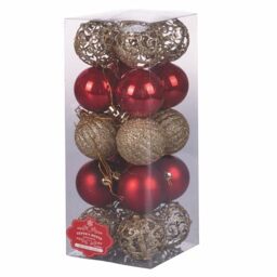 Set of 20 Assorted Christmas Baubles Diameter 6 cm Shiny Satin Glitter Santa's House