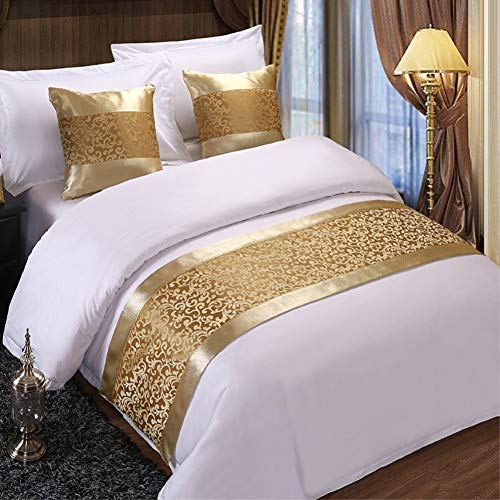 Twelve Champagne Floral Bed Runner Throw Bedding Bedspreads Blankets Single Queen King Bed Cover Towel for Home Hotel Decorations (Single 19.7x70.9in)