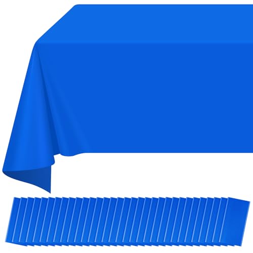 32 Pack Blue Plastic Tablecloth for Rectangle Tables, Premium Decorative Royal Blue Disposable Table Cloths for Parties, Rectangle Party Table Cover for Birthday, Wedding, Anniversary, 54 x 108 Inch