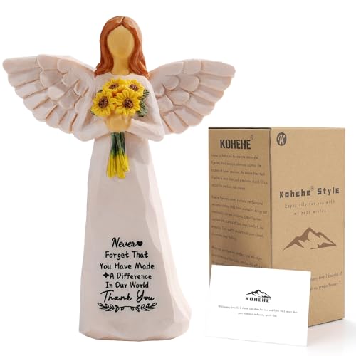 Kohehe Thank You Gifts for Women,Teacher Appreciation Gifts,5.5???Handmade Angel Figurine Gfit for Teacher Retirement Party,Appreciation Gift for Teacher Coworkers Boss Lady